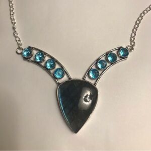 Labradorite Blue Topaz Stamped 925 Sterling Silver Necklace